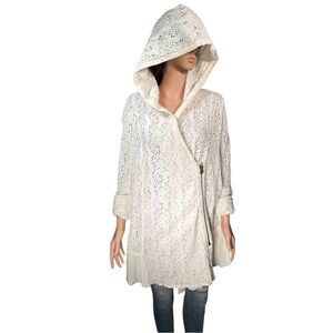 Free People Doily Hoodie Cardigan in Ivory  Size M